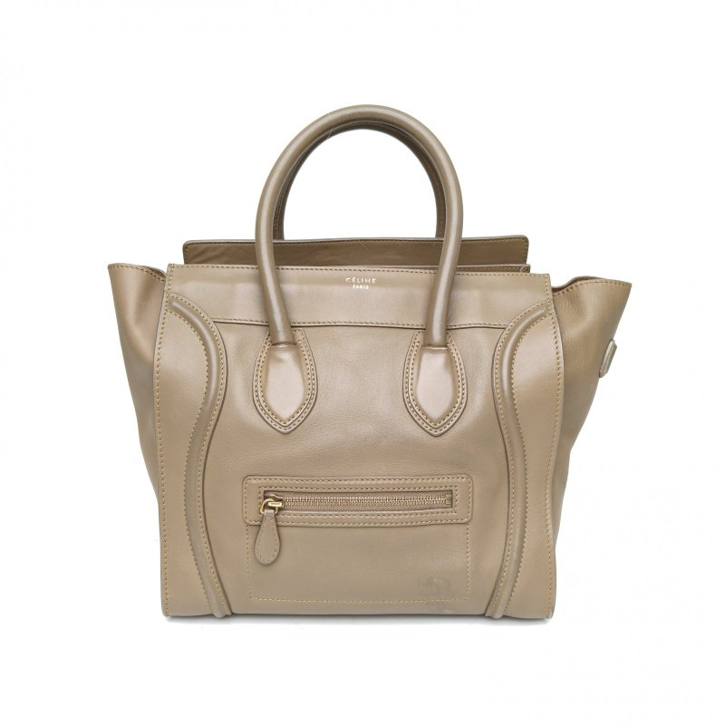 CELINE Luggage笑臉包Mini30棕色牛皮肩背包-0