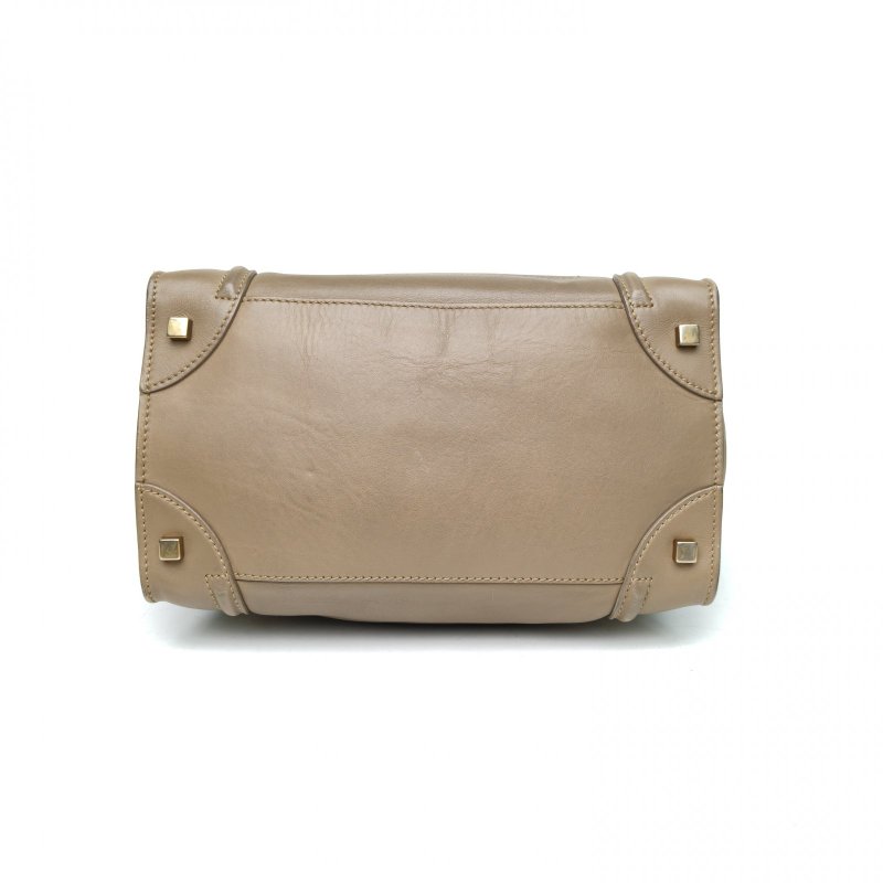 CELINE Luggage笑臉包Mini30棕色牛皮肩背包-4