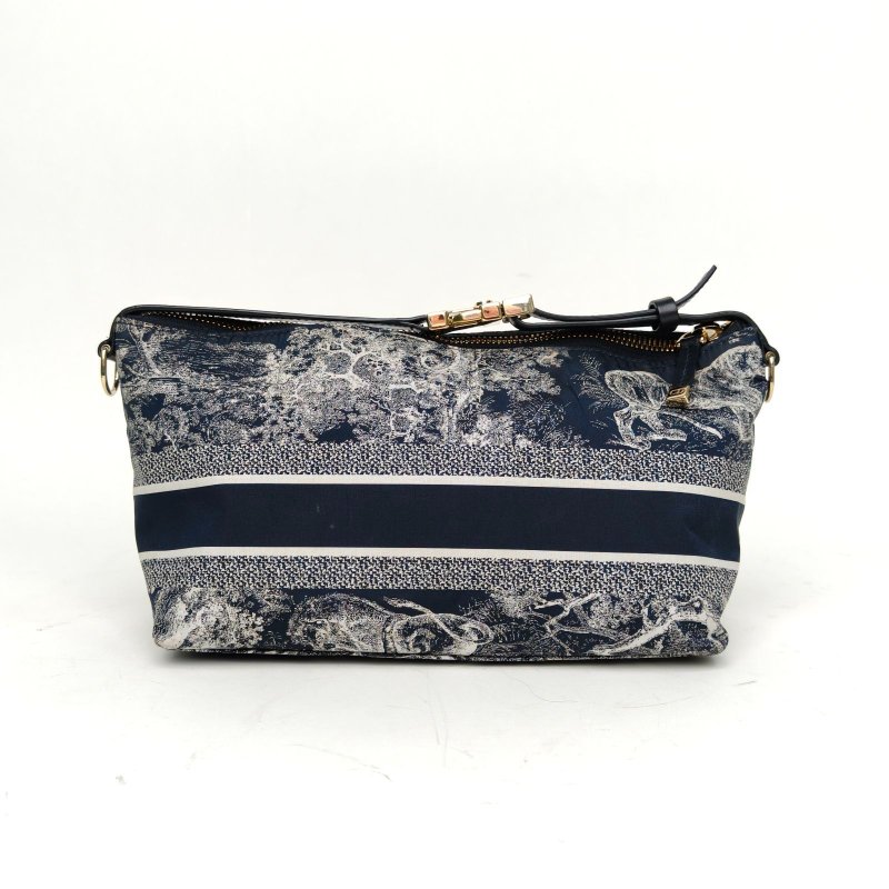 DIOR DiortravelNomad飯盒包中號22藍色帆布金扣2023肩背包-2