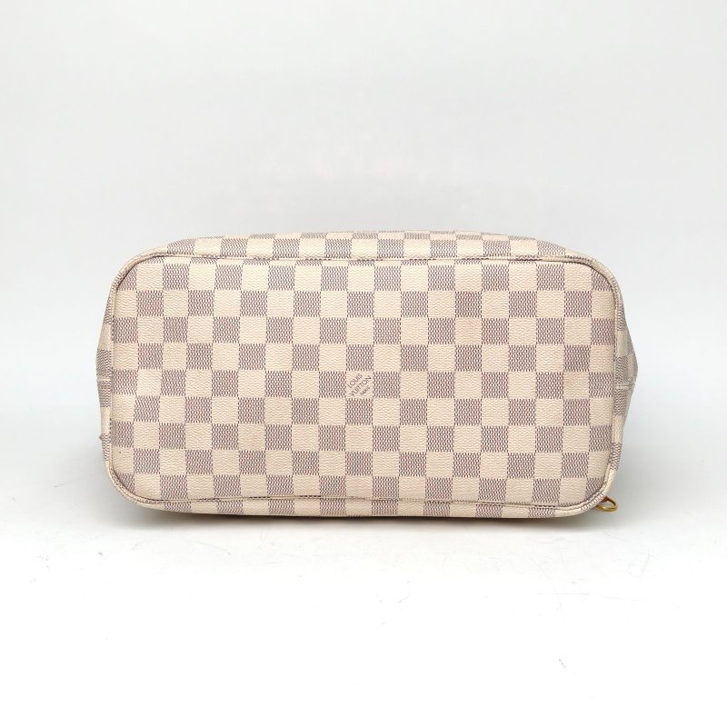 LOUIS VUITTON Neverfull中號31無子袋白棋格PVC金扣2016肩背包-4