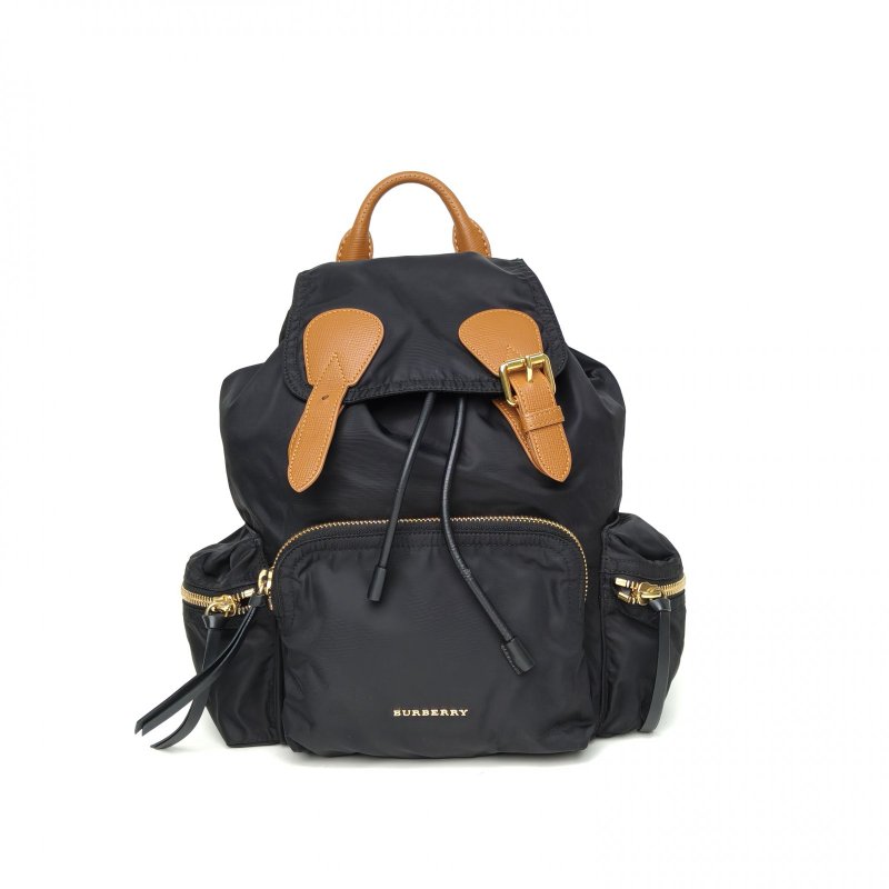 Burberry TheRucksack軍旅雙肩包中號黑色尼龍肩背包-0