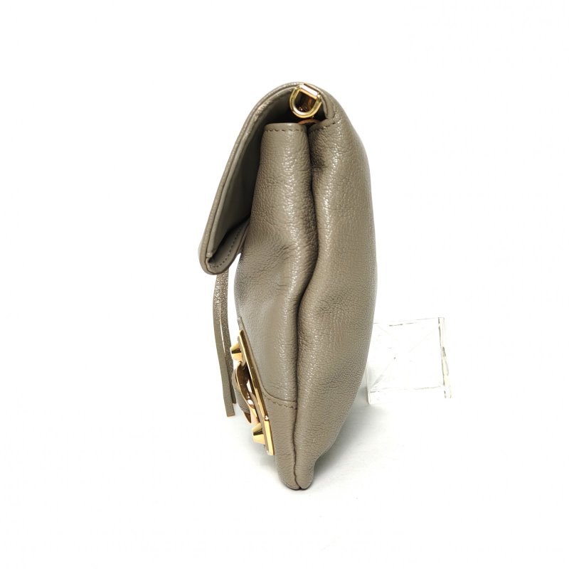 BALENCIAGA CLASSICENVELOPE口蓋機車包灰色羊皮肩背包-3