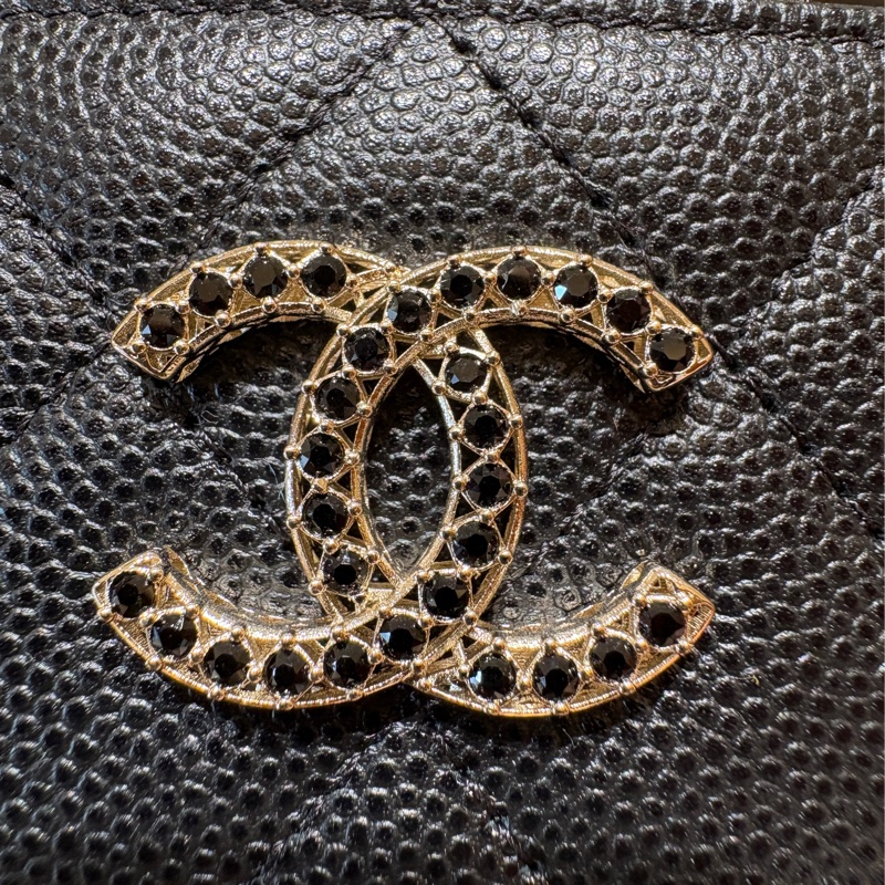 【滿鑽雙C極奢閃耀】CHANEL Classic Card Holder 香奈兒 雙C滿鑽編織LOGO 菱格卡夾／名片夾-5