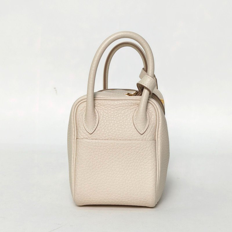 HERMES LindyMini10奶昔白TC皮Y刻金扣肩背包-1