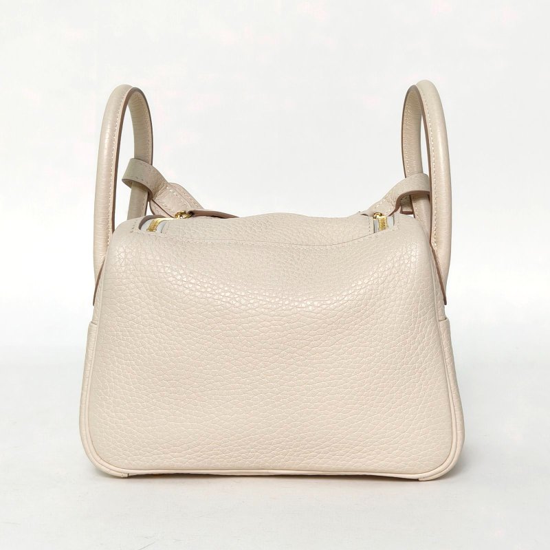 HERMES LindyMini10奶昔白TC皮Y刻金扣肩背包-2
