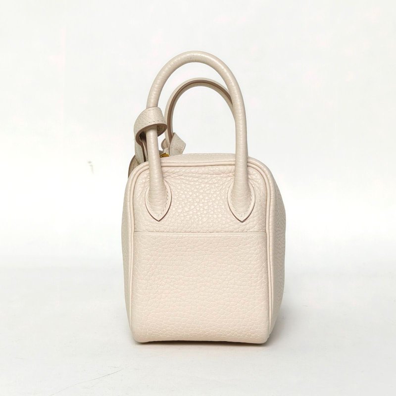 HERMES LindyMini10奶昔白TC皮Y刻金扣肩背包-3