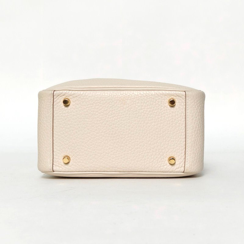 HERMES LindyMini10奶昔白TC皮Y刻金扣肩背包-4