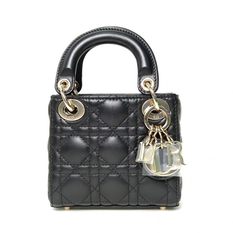 DIOR Lady戴妃包超迷你12黑色羊皮金扣2020肩背包-0