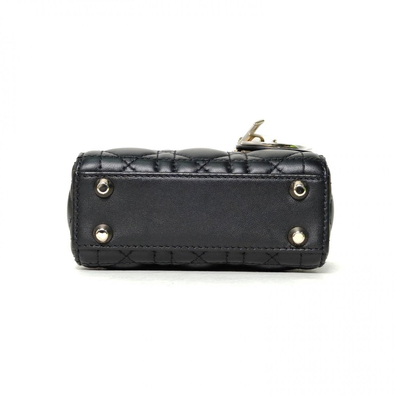 DIOR Lady戴妃包超迷你12黑色羊皮金扣2020肩背包-4