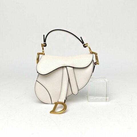 DIOR SADDLE馬鞍超Mini12白色羊皮金扣2021肩背包
