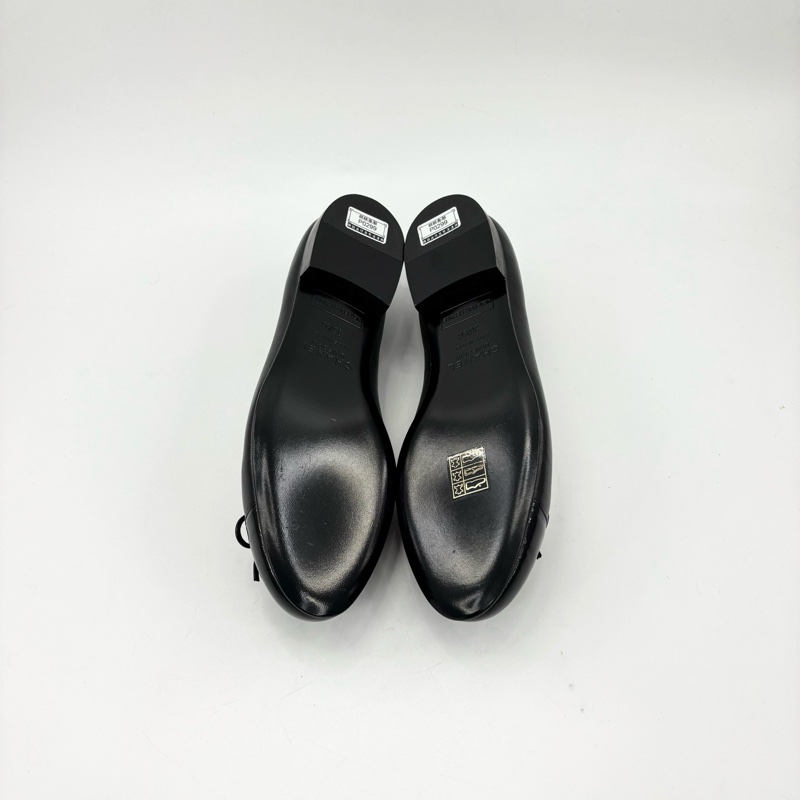 全新閒置/香奈兒/36.5碼/黑色蝴蝶結雙c芭蕾舞鞋/p0299-1