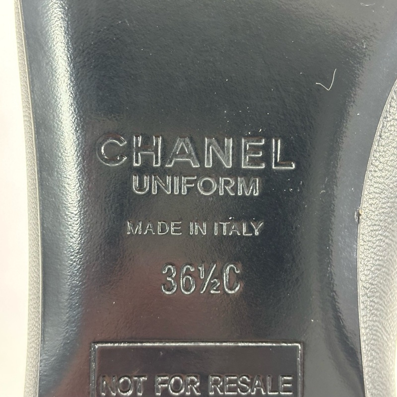 全新閒置/香奈兒/36.5碼/黑色蝴蝶結雙c芭蕾舞鞋/p0299-2