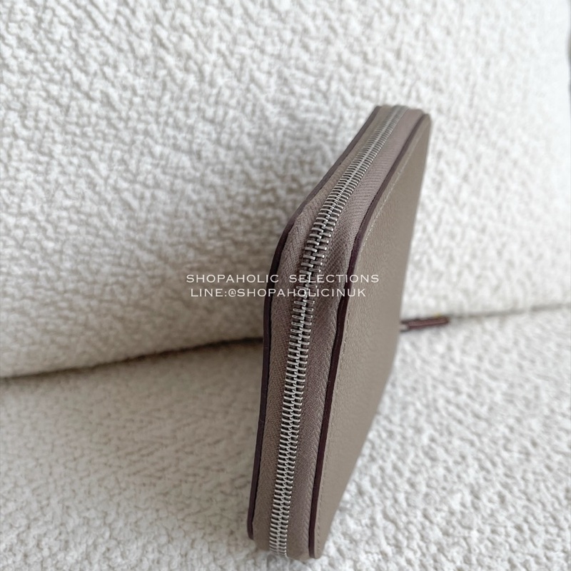 Hermès silk’in wallet絲巾短夾大象灰銀鏈-2