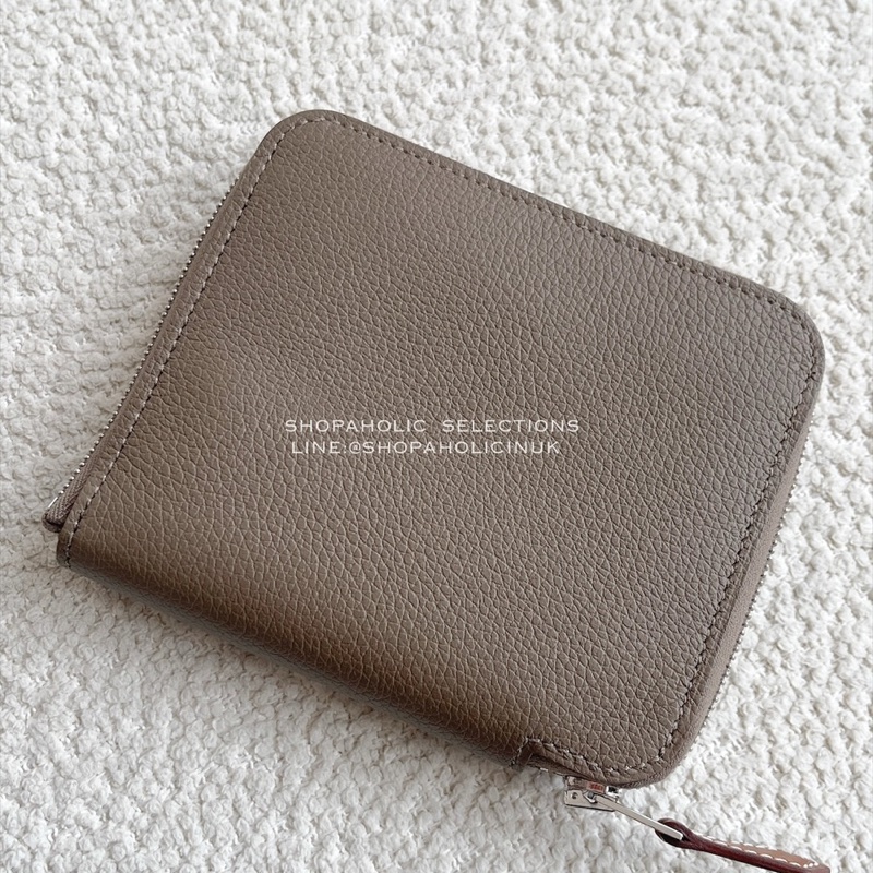 Hermès silk’in wallet絲巾短夾大象灰銀鏈-4