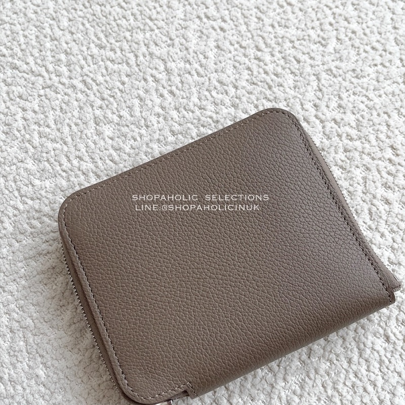 Hermès silk’in wallet絲巾短夾大象灰銀鏈-5
