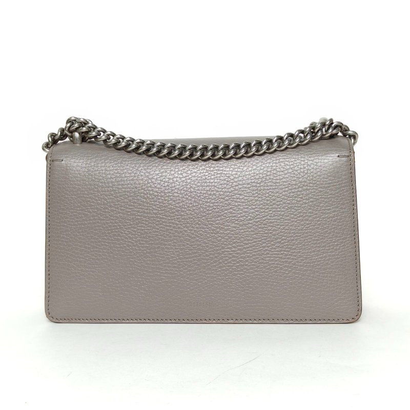 GUCCI Dionysus酒神小號25灰色牛皮銀扣肩背包-2