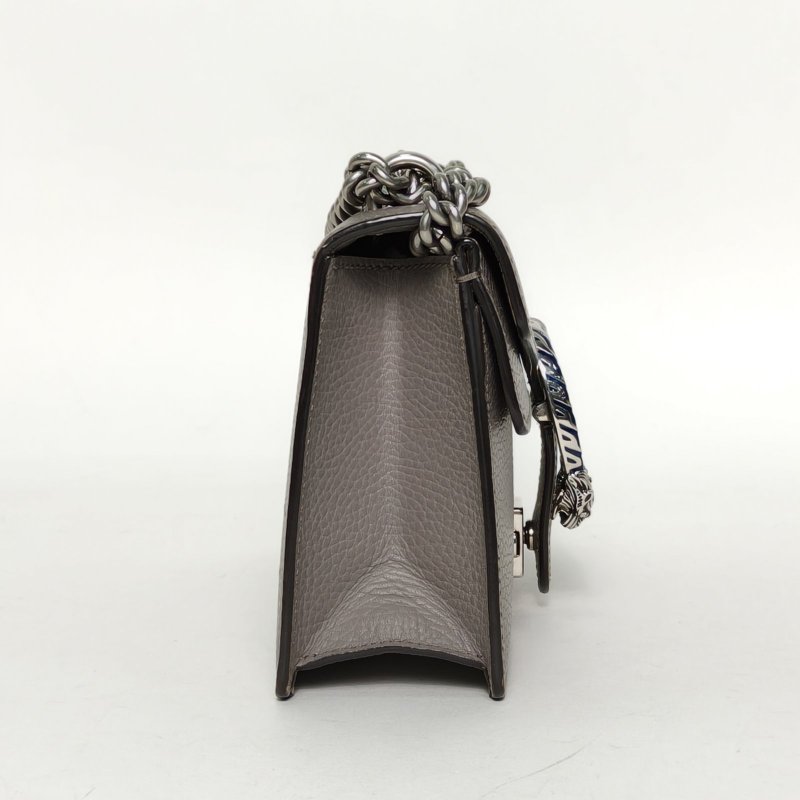 GUCCI Dionysus酒神小號25灰色牛皮銀扣肩背包-3