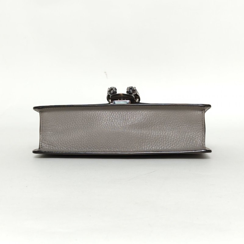 GUCCI Dionysus酒神小號25灰色牛皮銀扣肩背包-4