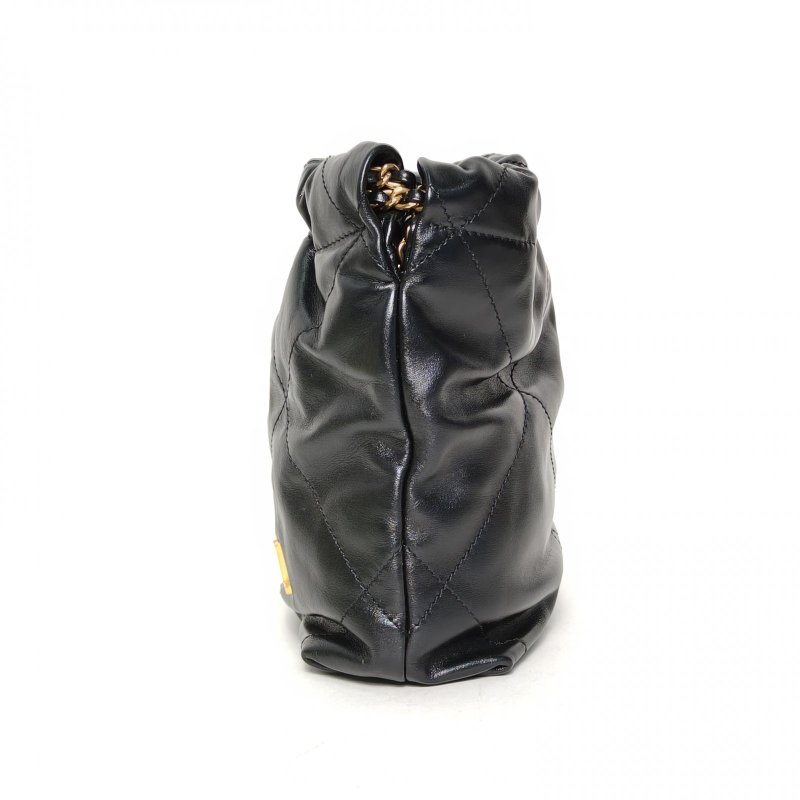 CHANEL 22BagTote托特包Mini20黑色牛皮晶片開金扣肩背包-1