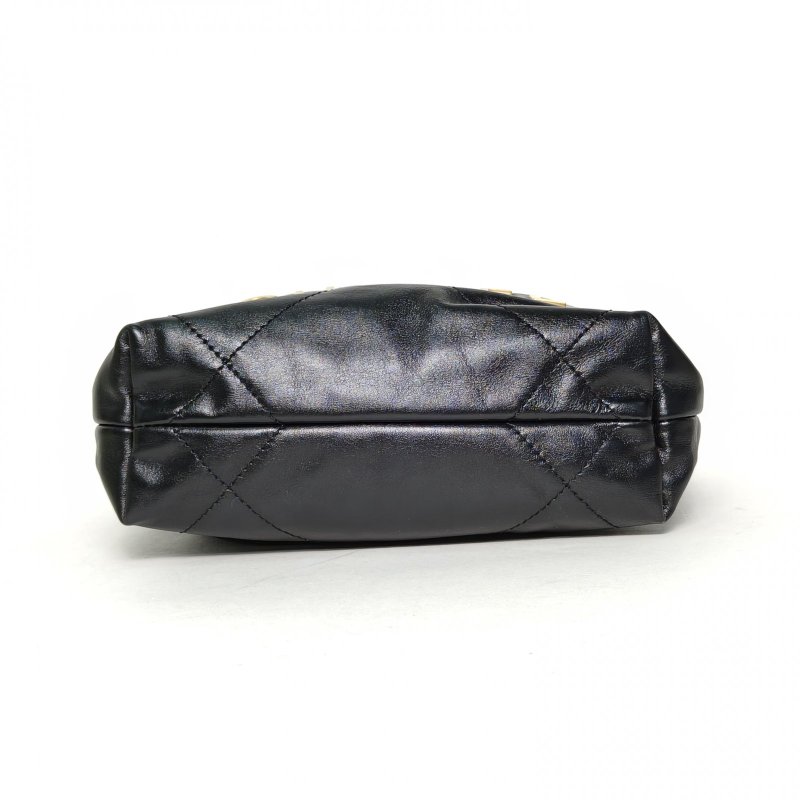 CHANEL 22BagTote托特包Mini20黑色牛皮晶片開金扣肩背包-4
