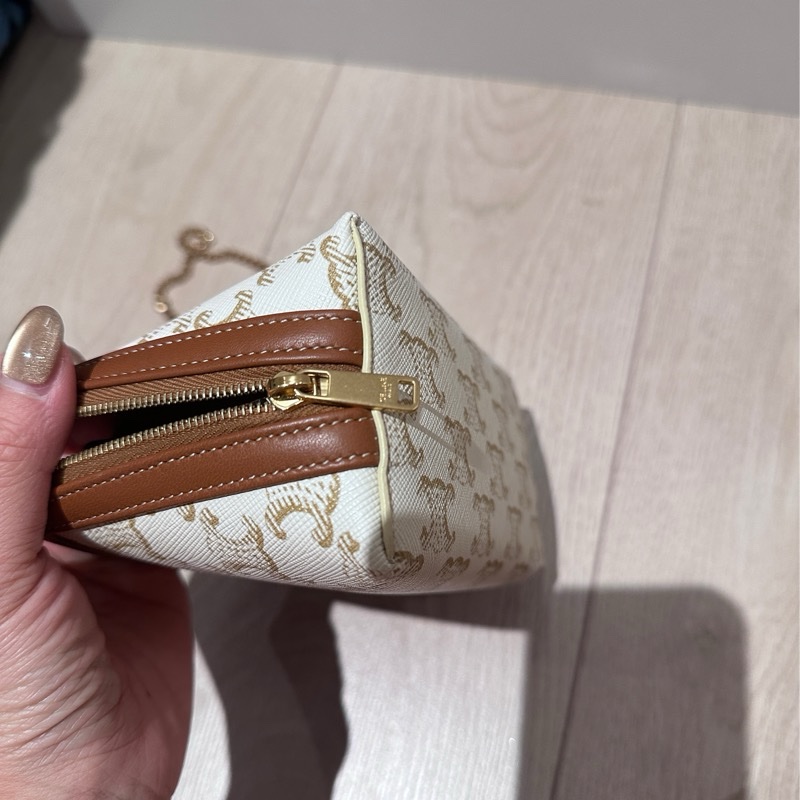 Celine 鏈條貝殼包 白色-12