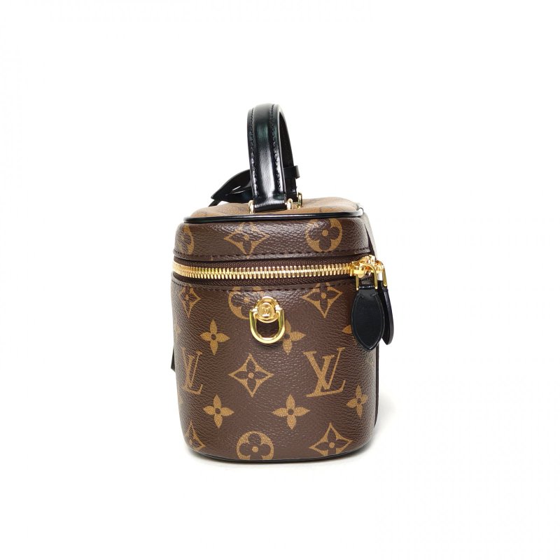 LOUIS VUITTON Vanity化妝包小號19老花PVC金扣晶片肩背包-1