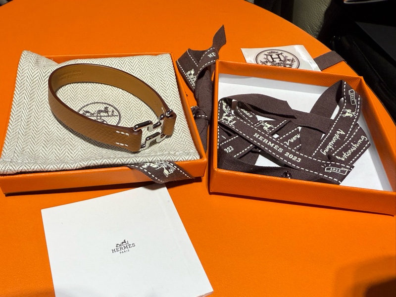 （98新）愛馬仕Hermès Tournis Tresse錫器灰手環 T5 原價16,500-2