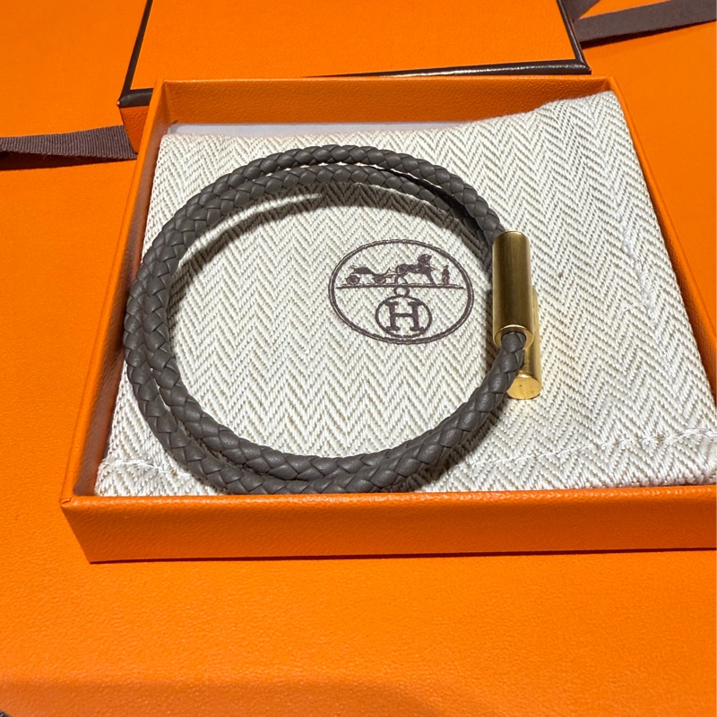 （98新）愛馬仕Hermès Tournis Tresse錫器灰手環 T5 原價16,500-4