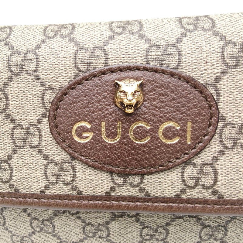 GUCCI NeoVintage虎頭腰包24烏木色PVC金扣肩背包-4