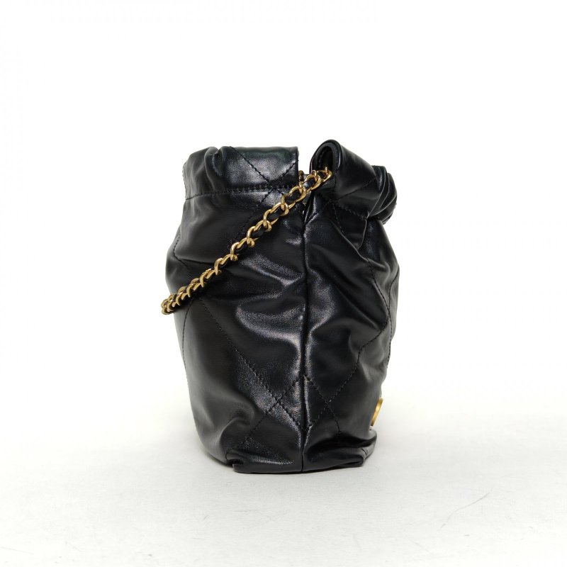 CHANEL 22BagTote托特包Mini20黑色牛皮晶片開金扣肩背包-1