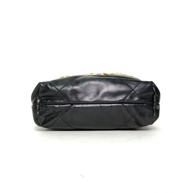 CHANEL 22BagTote托特包Mini20黑色牛皮晶片開金扣肩背包-4