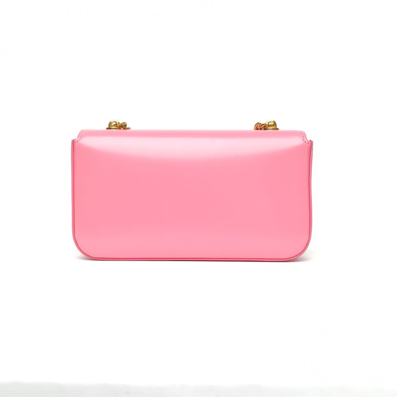 CELINE Triomphe凱旋門金屬鎖扣橫版肩背包20鏈條款粉色牛皮金扣肩背包-2