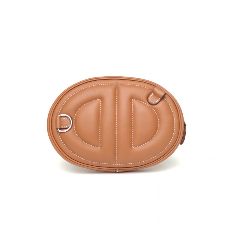 HERMES Roulis豬鼻子intheloop腰包37金棕色Swift皮D刻銀扣肩背包-2