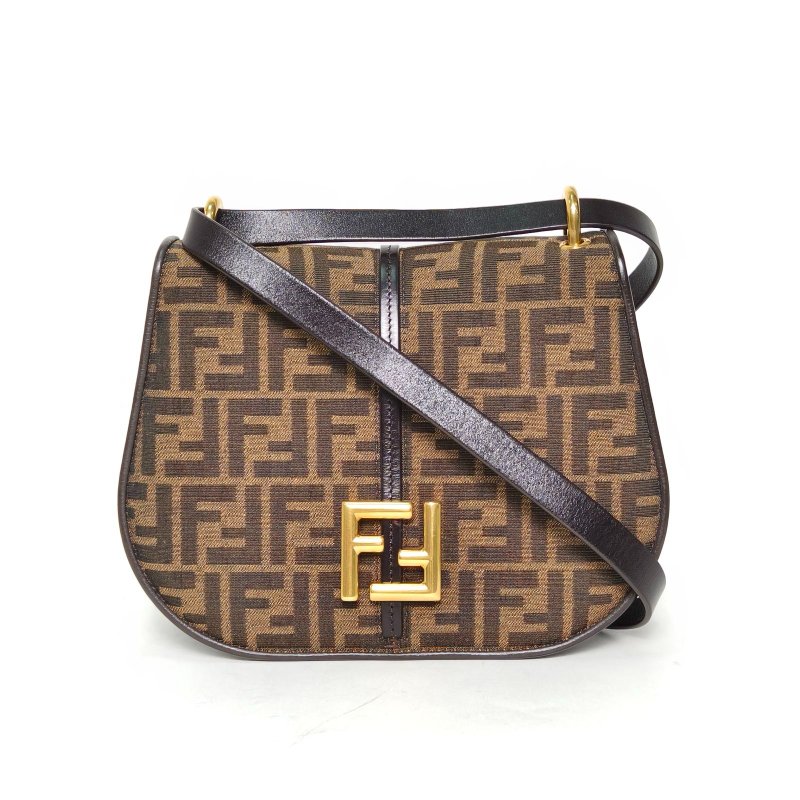 FENDI 老花帆布金扣C'mom系列斜挎包肩背包-0