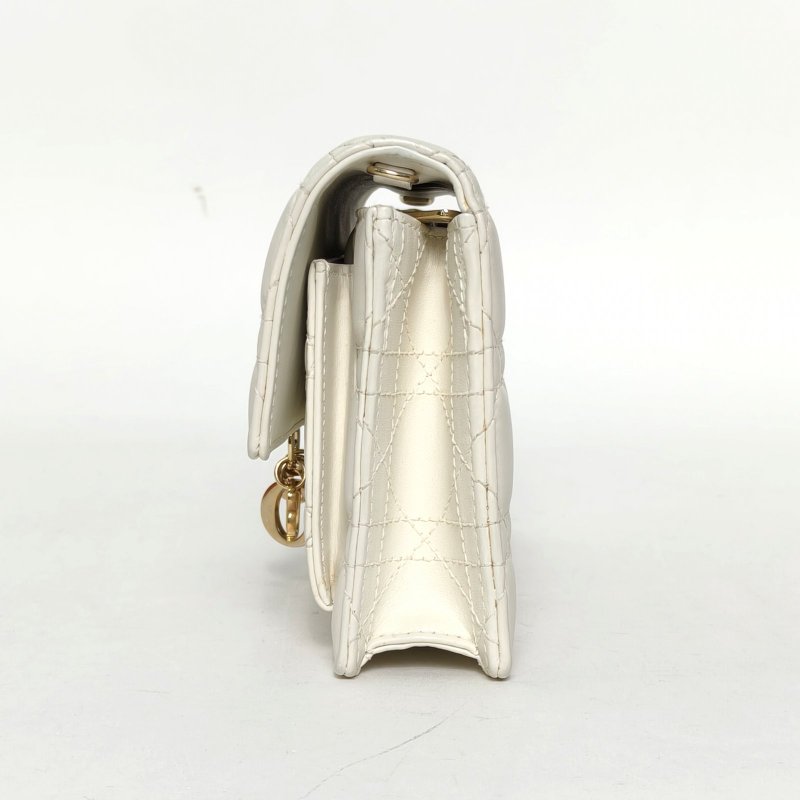 DIOR MyDior珍珠鏈條包woc/19.5白色羊皮金扣2022肩背包-3