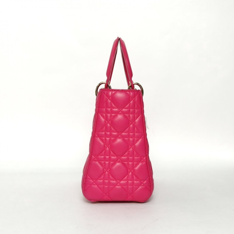 DIOR Lady戴妃包五格玫紅羊皮金扣2013肩背包-1