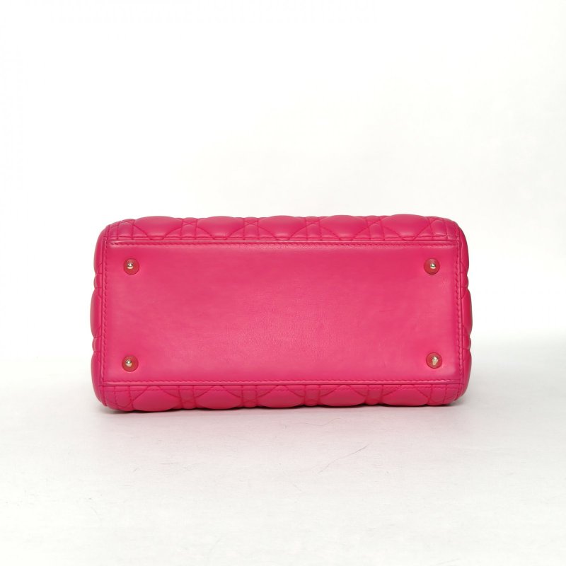 DIOR Lady戴妃包五格玫紅羊皮金扣2013肩背包-4