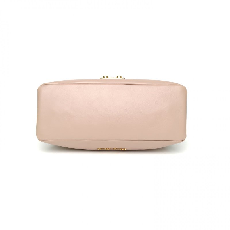 MIU MIU 粉色羊皮金扣鑽扣單肩包肩背包-4