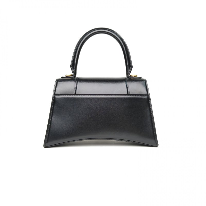BALENCIAGA Hourglass沙漏S碼光面黑色牛皮肩背包-2