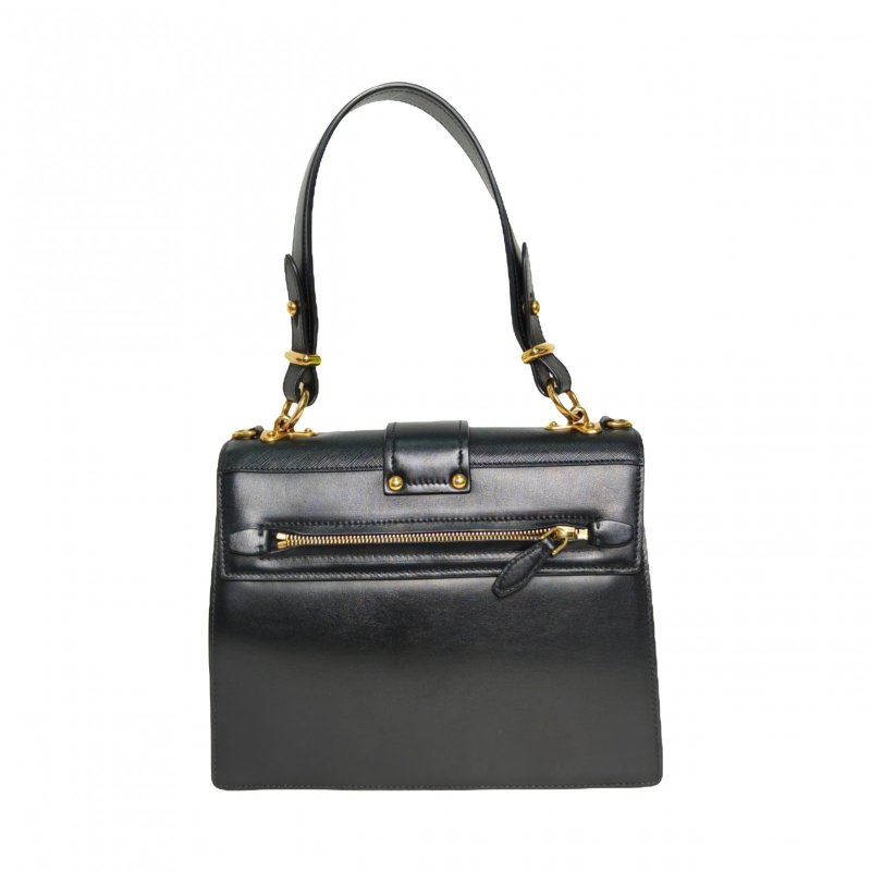 PRADA 黑色牛皮宮廷系列手提斜挎包26肩背包-2