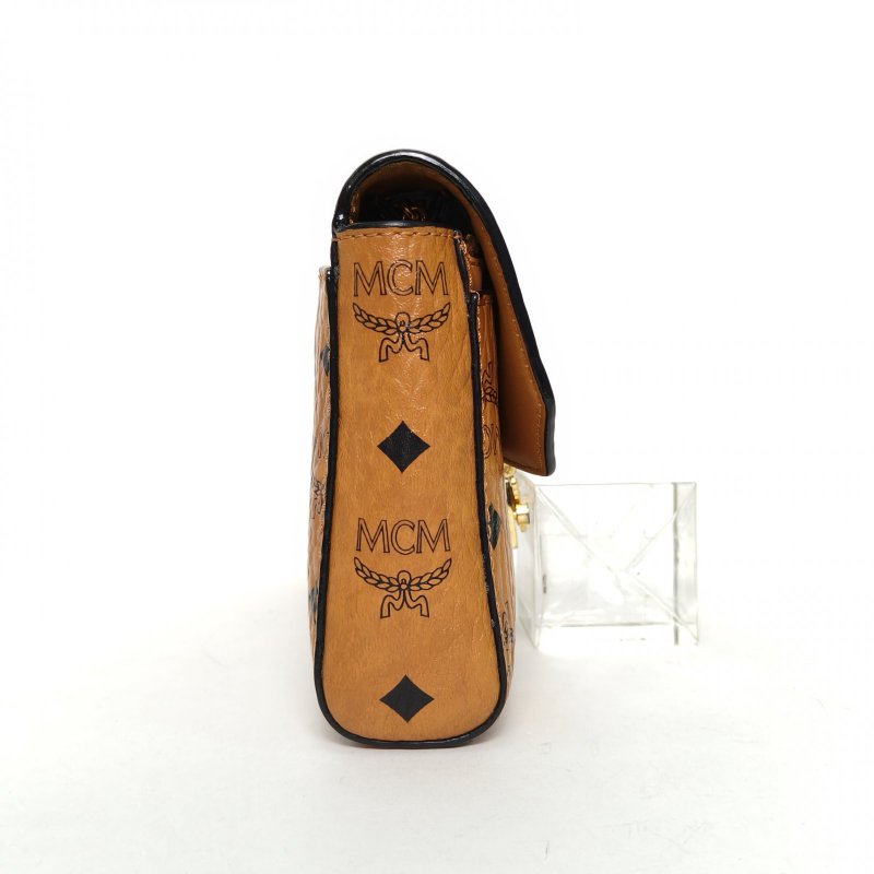 MCM 幹邑色牛皮金扣經典信封WOC鏈條包肩背包-1