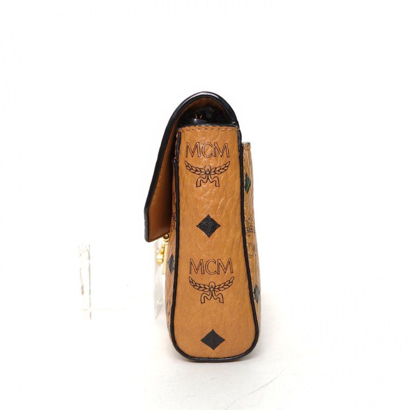 MCM 幹邑色牛皮金扣經典信封WOC鏈條包肩背包-3