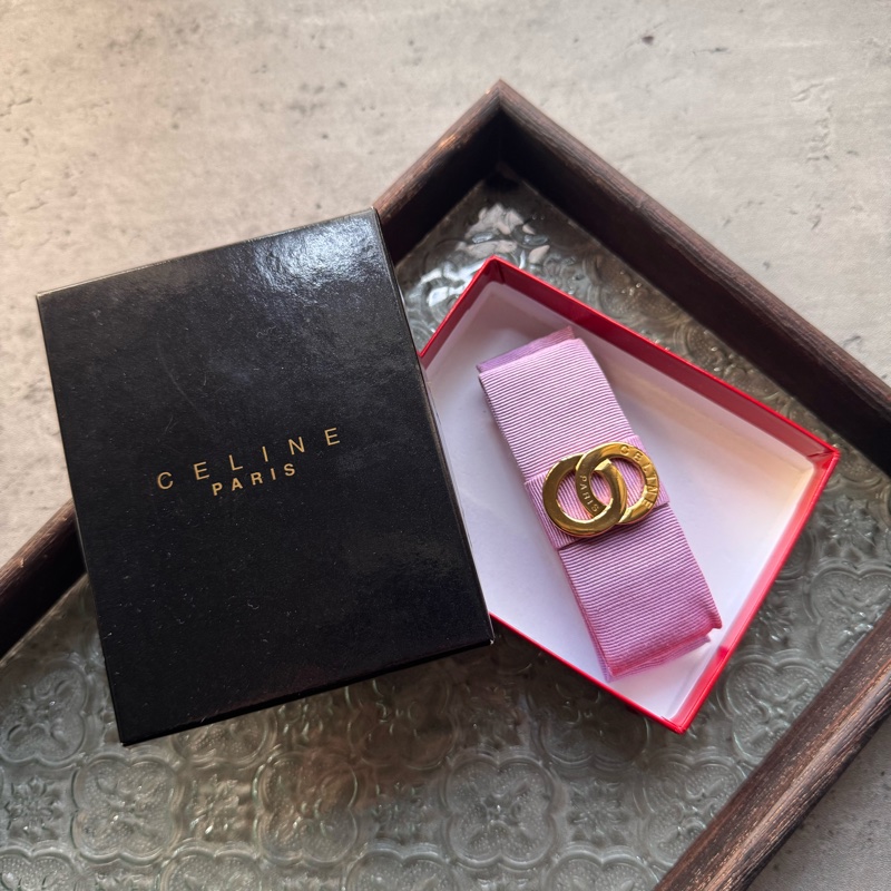 Celine Vara Bow 蝴蝶髮夾 彈弓夾 粉紫色 法國製-0