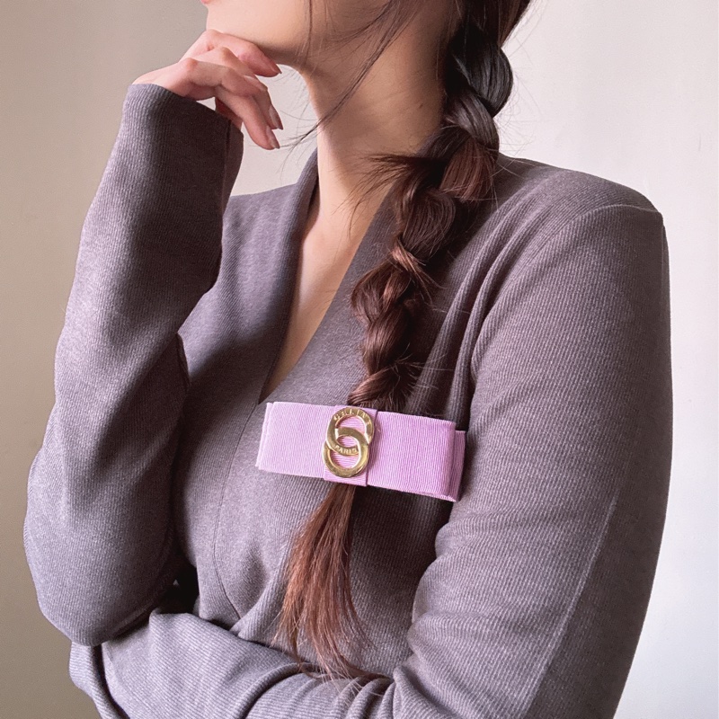 Celine Vara Bow 蝴蝶髮夾 彈弓夾 粉紫色 法國製-2