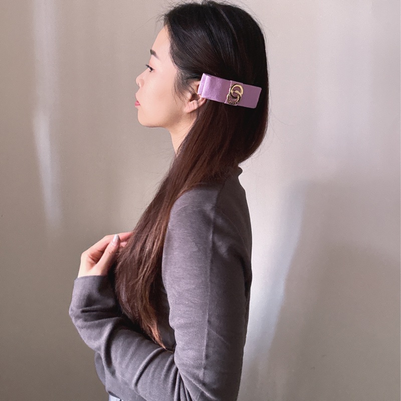 Celine Vara Bow 蝴蝶髮夾 彈弓夾 粉紫色 法國製-3