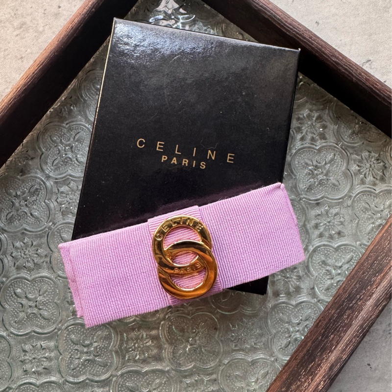 Celine Vara Bow 蝴蝶髮夾 彈弓夾 粉紫色 法國製-4