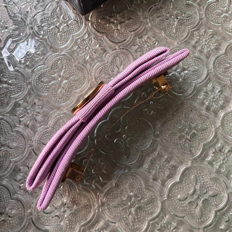 Celine Vara Bow 蝴蝶髮夾 彈弓夾 粉紫色 法國製-6