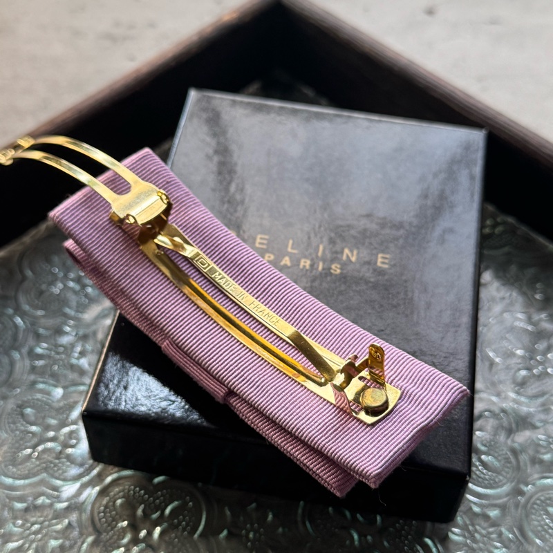 Celine Vara Bow 蝴蝶髮夾 彈弓夾 粉紫色 法國製-8