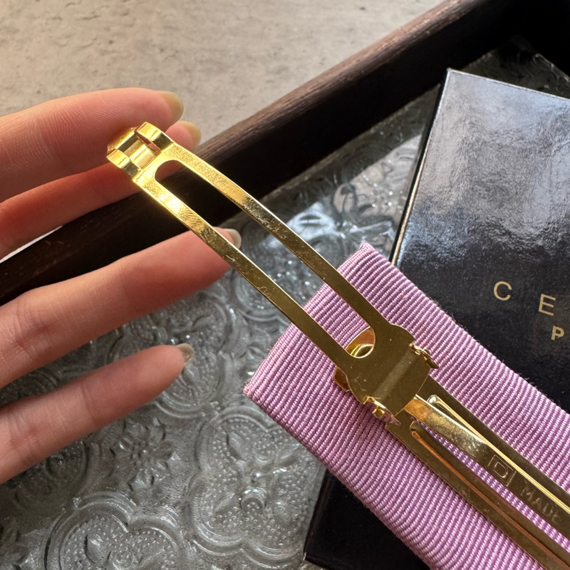 Celine Vara Bow 蝴蝶髮夾 彈弓夾 粉紫色 法國製-9