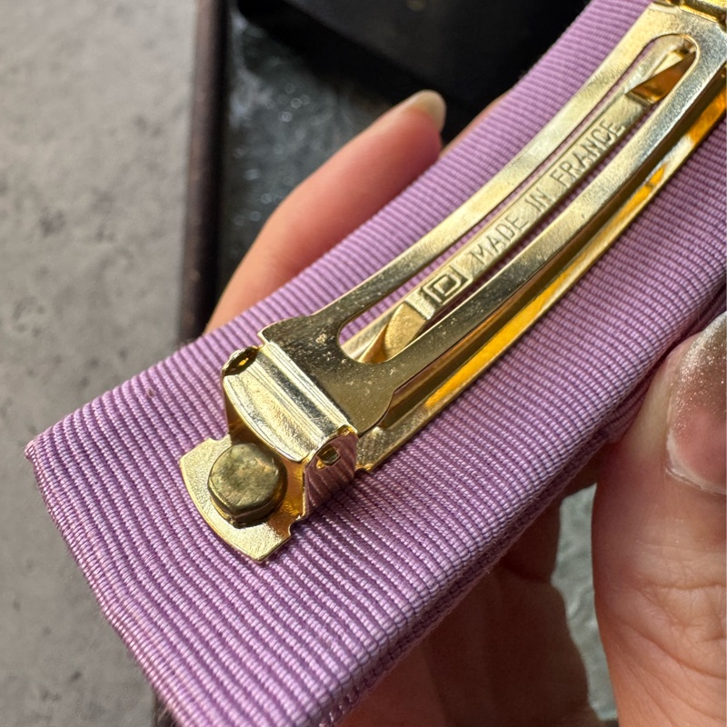 Celine Vara Bow 蝴蝶髮夾 彈弓夾 粉紫色 法國製-10